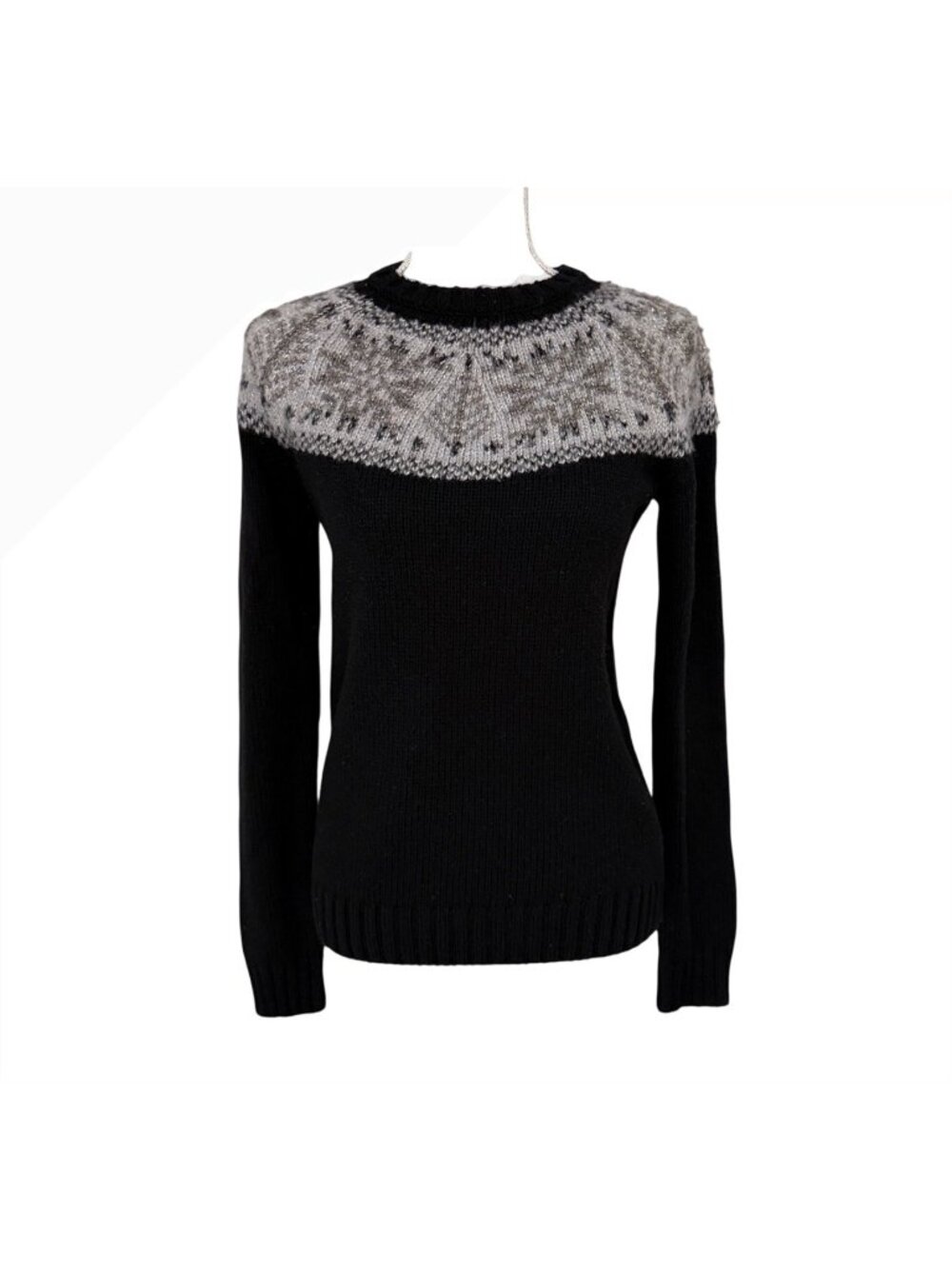 J.McLaughlin Sweater Womens Size Small Black Lambswool Blend Nordic
